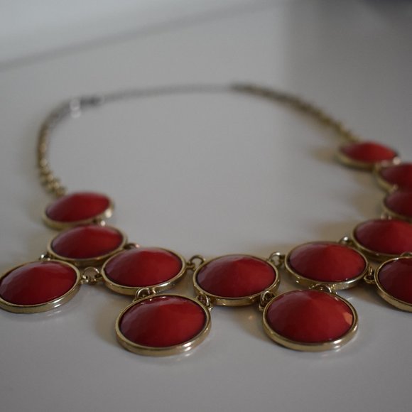 JCrew Gold & Red Statement Necklace | Excellent Condition - Picture 2 of 5